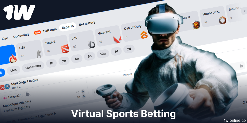 Virtual sports betting options available on 1w for players from Europe